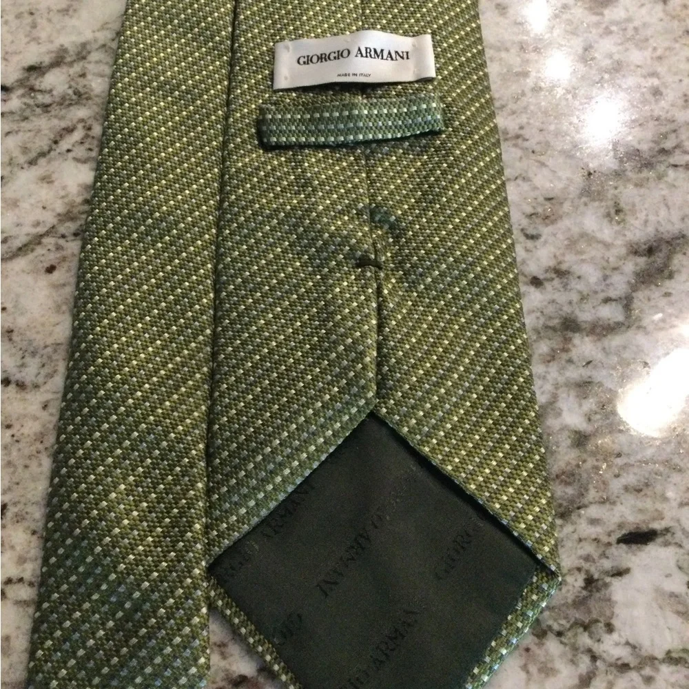 Giorgio Armani Green Textured Silk Tie with Subtle Speckle